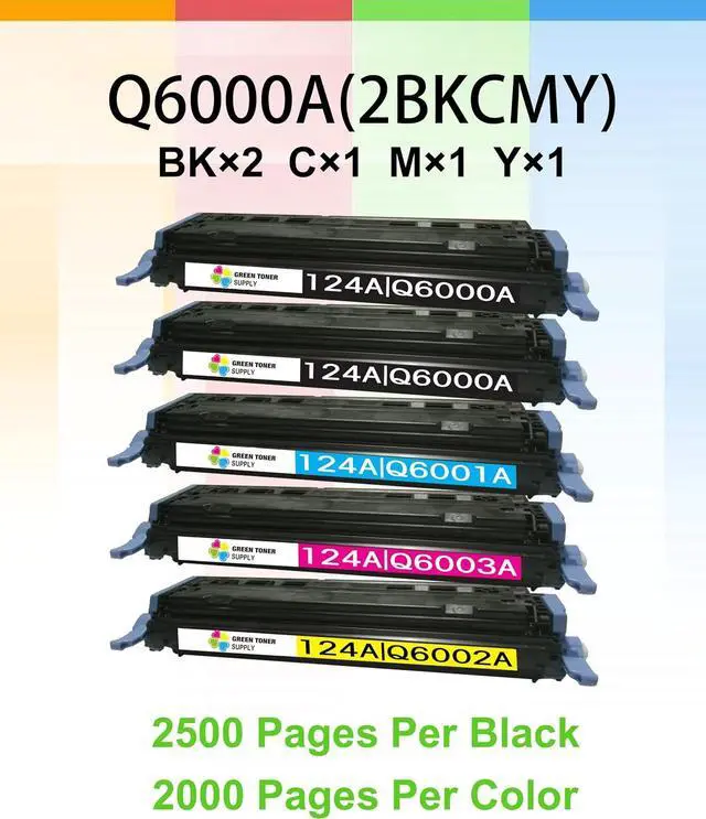 Alt view image 3 of 7 - Ennovor (Pack of 4) Compatible Replacement for HP 124A Q6000A Q6001A Q6002A Q6003A Toner Cartridge Work for HP Color Laser-Jet 1600 2600n 2605 2605dn CM1015 CM1017 Printer (BCYM)