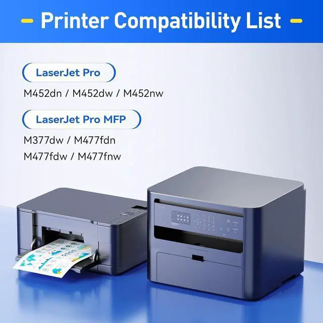 Alt view image 2 of 6 - 410A Toner Cartridge 4-Pack High Yield Replacement for HP 410A CF410A CF411A CF412A CF413A Compatible for HP Color LaserJet Pro MFP M477fdn M477fdw M477fnw M452dn M452dw M452nw M377dw Printer Ink Copy