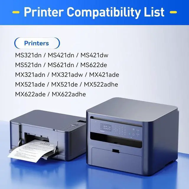 Alt view image 2 of 6 - 56F1H00 Toner Cartridge Black with Chip Compatible for Lexmark MS321dn MS421dn MS421dw MS521dn MS621dn MS622de MX321adn MX321adw MX421ade MX521ade MX521de MX522adhe MX622ade MX622adhe Printer Ink Copy