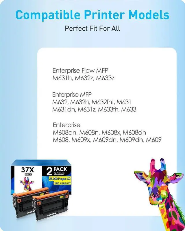 Alt view image 2 of 7 - Ennovor MasaiMara 37X CF237X High Capacity Compatible Toner Cartridges Replacement for HP Enterprise M608dn M608n M609dn Enterprise Flow MFP M631h M632z M632 M632h M631 M631dn Printer (Black, 2-Pack)