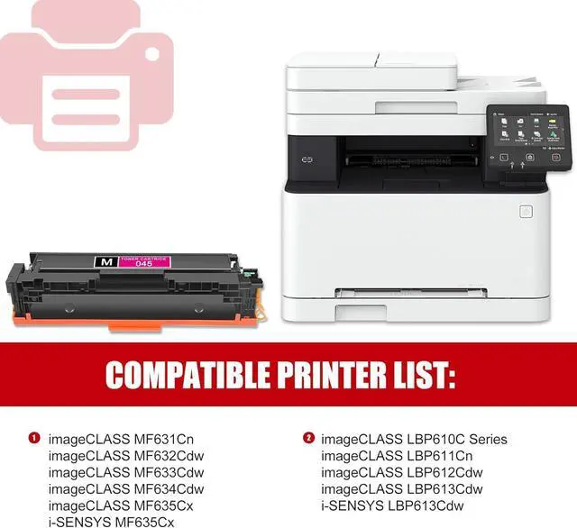 Alt view image 2 of 6 - 1 Pack of 045 1240C001 Magenta Toner Cartridge High Yield 1,700 pages 045 compatible Canon 045 Toner for Canon Color imageCLASS MF631Cn MF632Cdw MF635Cx LBP611Cn i-SENSYS MF635Cx LBP613Cdw Printer