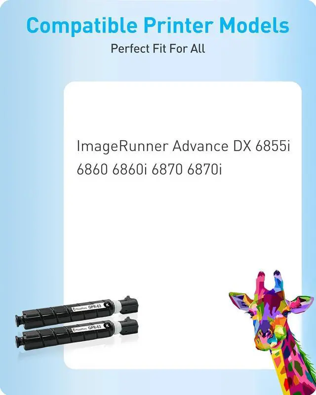Alt view image 2 of 6 - Ennovor MasaiMara GPR-63 GPR63 4766C003AA (71,500 Pages) High Capacity Compatible Toner Cartridges Replacement for Canon ImageRunner Advance DX 6855i 6860 6860i 6870 6870i Printer (Black, 2-Pack)
