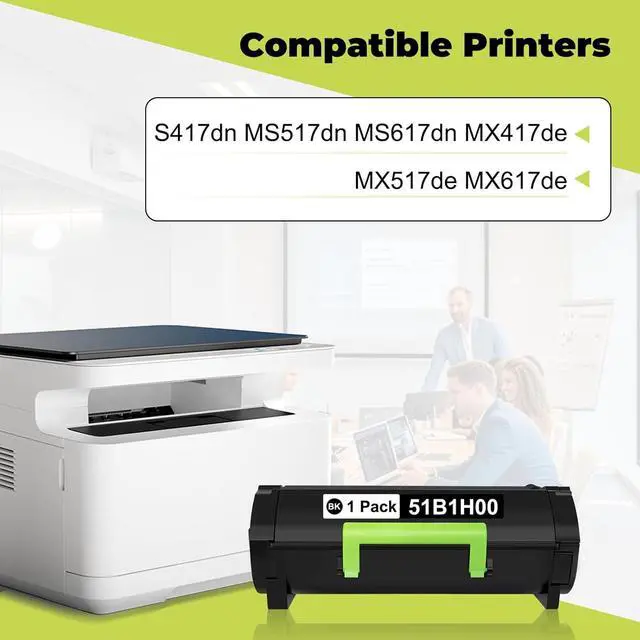 Alt view image 2 of 5 - Ennovor Replacement 51B1H00 Toner Cartridge Compatible for Lexmark 51B1H00 for MS417dn MS517dn MS617dn MX417de MX517de MX617de Printers(1 Pack,9,000 Pages)