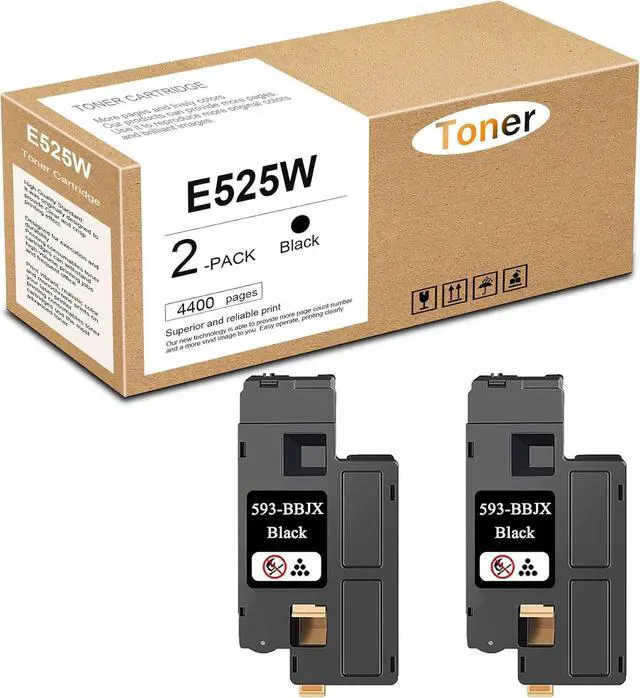 Main image of Ennovor E525W Black Toner Cartridges Replacement for Dell 593-BBJX E525 E525W Printer Ink, 2 Pack