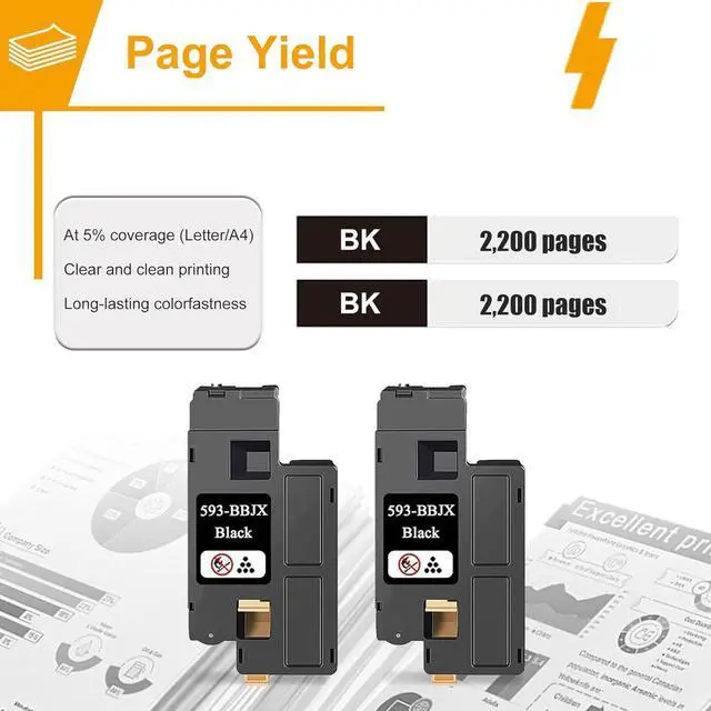 Alt view image 3 of 6 - Ennovor E525W Black Toner Cartridges Replacement for Dell 593-BBJX E525 E525W Printer Ink, 2 Pack