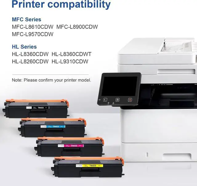 Alt view image 2 of 7 - Ennovor TN433 Compatible Toner Cartridge Replacement for Brother TN433 TN431 TN-433 TN-431 Toner Cartridge 4 Pack for Brother HL-L8260CDW HL-L8360CDW MFC-L8610CDW MFC-L8900CDW HL-L9310CDW Printer