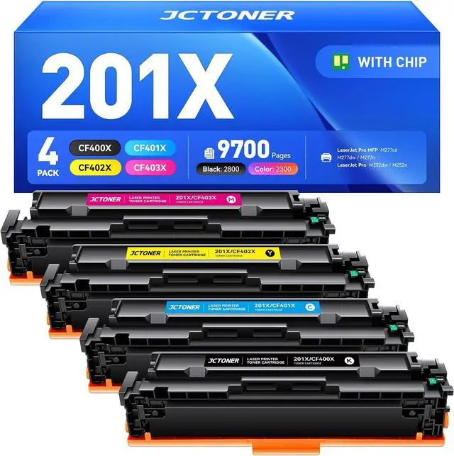 Main image of 201X Toner Cartridge Set 4-Pack High Yield Replacement for HP 201X 201A CF400X CF401X CF402X CF403X Compatible for HP Color LaserJet Pro MFP M277dw M277n M277c6 M252dw M252n Printer Ink M277 M252 Copy