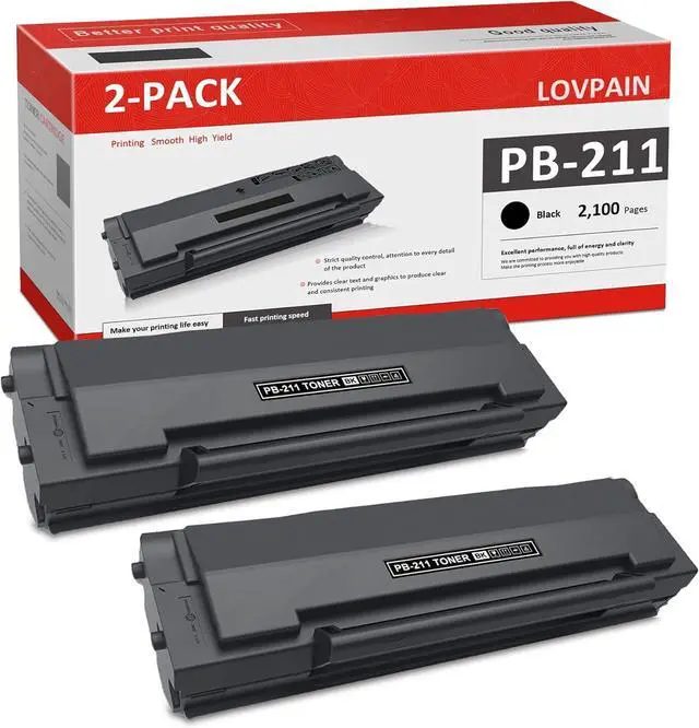 Main image of PB211 PB-211EV Toner Cartridge (2 Pack, Black) - Lovn Compatible PB-211 PB-211EV Toner Cartridge (Up to 2,100 Pages) Replacement for Pantum P2502W M6552NW M6550NW M6602NW M6600NW P2500W Printer