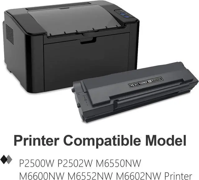 Alt view image 2 of 7 - PB211 PB-211EV Toner Cartridge (2 Pack, Black) - Lovn Compatible PB-211 PB-211EV Toner Cartridge (Up to 2,100 Pages) Replacement for Pantum P2502W M6552NW M6550NW M6602NW M6600NW P2500W Printer