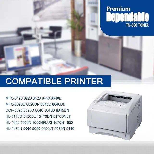 Alt view image 2 of 7 - Ennovor 2 Pack TN530 TN-530 Black Toner Cartridge, Replacement for Brother TN530 High Yield Toner DCP-8020 8025D 8040 8045D 8045DN HL-1650 1670N 1850 1870n 5040 5070N 5140 MFC-8120 8220 8420 Printer