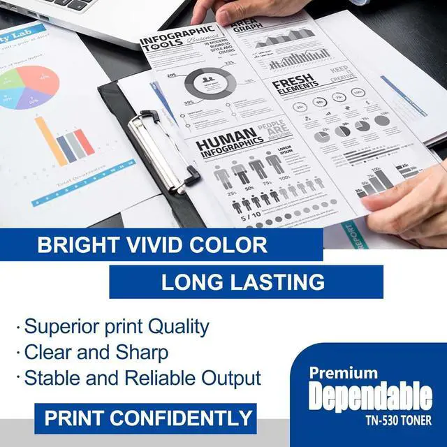 Alt view image 4 of 7 - Ennovor 2 Pack TN530 TN-530 Black Toner Cartridge, Replacement for Brother TN530 High Yield Toner DCP-8020 8025D 8040 8045D 8045DN HL-1650 1670N 1850 1870n 5040 5070N 5140 MFC-8120 8220 8420 Printer