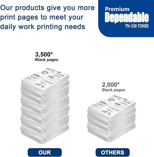 Alt view image 3 of 7 - Ennovor 2 Pack TN530 TN-530 Black Toner Cartridge, Replacement for Brother TN530 High Yield Toner DCP-8020 8025D 8040 8045D 8045DN HL-1650 1670N 1850 1870n 5040 5070N 5140 MFC-8120 8220 8420 Printer