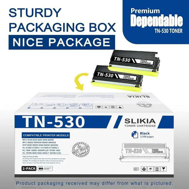 Alt view image 5 of 7 - Ennovor 2 Pack TN530 TN-530 Black Toner Cartridge, Replacement for Brother TN530 High Yield Toner DCP-8020 8025D 8040 8045D 8045DN HL-1650 1670N 1850 1870n 5040 5070N 5140 MFC-8120 8220 8420 Printer