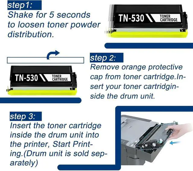 Alt view image 6 of 7 - Ennovor 2 Pack TN530 TN-530 Black Toner Cartridge, Replacement for Brother TN530 High Yield Toner DCP-8020 8025D 8040 8045D 8045DN HL-1650 1670N 1850 1870n 5040 5070N 5140 MFC-8120 8220 8420 Printer