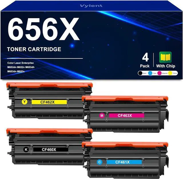 Main image of 656X High Yield Toner Cartridges CF460X CF461X CF462X CF463X Toner Replacement for HP 656X Toner Cartridges for Color Laser Enterprise M652dn M652n M653dh M653dn M653x Printer Ink 4-Pack (BK/C/M/Y)