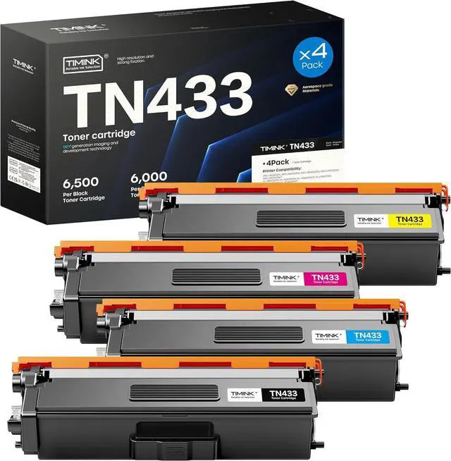Main image of Ennovor Compatible TN433 Toner Cartridge Replacement for Brother TN 433 TN-433 TN 436 MFC-L8610CDW for Brother HL-L8360CDW HL-L8260CDW HL-L8360CDWT Printer (4 Pack, BK/C/M/Y)
