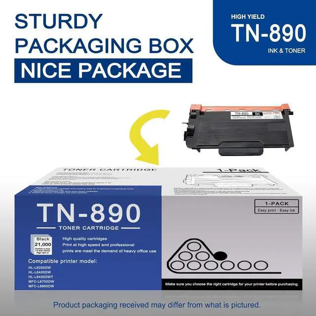 Alt view image 5 of 7 - 1 Pack TN890 TN-890 Ultra High Yield Black Toner Cartridge Compatible TN890 Replacement for Brother HL-L6250DW HL-L6400DW HL-L6400DWT MFC-L6750DW MFC-L6900DW Printe | Up to 21,000 Pages 1 Each