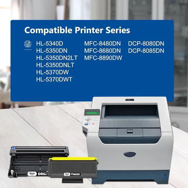 Alt view image 2 of 7 - Ennovor TN650 DR620 Compatible Toner Cartridge & Drum Unit Replacement for TN650 TN580 TN-620 DR620 HL-5370DW HL-5250DN HL-5340D HL-5240 MFC-8480DN MFC-8860DN MFC-8890DW Printer (1 Drum, 1 Toner)