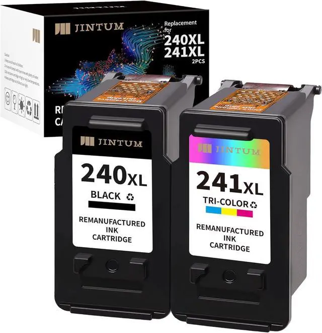 Main image of Ennovor JINTUM Remanufactured Ink Cartridge Replacement for Canon 240XL 241XL Combo Pack for Pixma MG3620 MG3600 MG3520 TS5120 TS5100 MG3222 MX472 MX470 (1 Black, 1 Tri-Color)