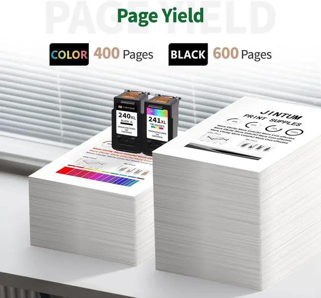 Alt view image 3 of 6 - Ennovor JINTUM Remanufactured Ink Cartridge Replacement for Canon 240XL 241XL Combo Pack for Pixma MG3620 MG3600 MG3520 TS5120 TS5100 MG3222 MX472 MX470 (1 Black, 1 Tri-Color)