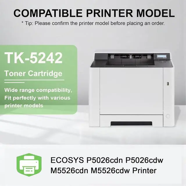 Alt view image 2 of 6 - Ennovor 2 Pack TK5242 Black Toner Cartridge: Compatible TK5242K Replacement TK-5242 Black Toner for Kyocera ECOSYS P5026cdn P5026cdw M5526cdn M5526cdw Printer, Black 4500 Pages