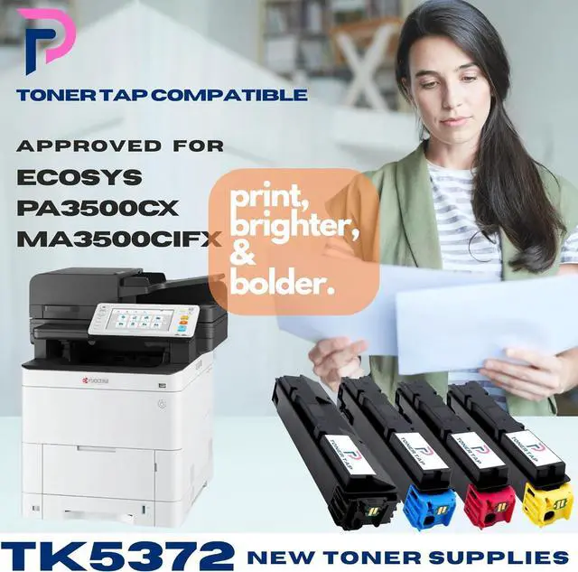 Alt view image 2 of 5 - Ennovor Toner Tap TK-5372K TK-5372C TK-5372M TK-5372Y Toner Cartridges 4-Pack (Black Cyan Magenta Yellow) for Kyocera ECOSYS PA3500cx MA3500cifx , High-Yield Replacement