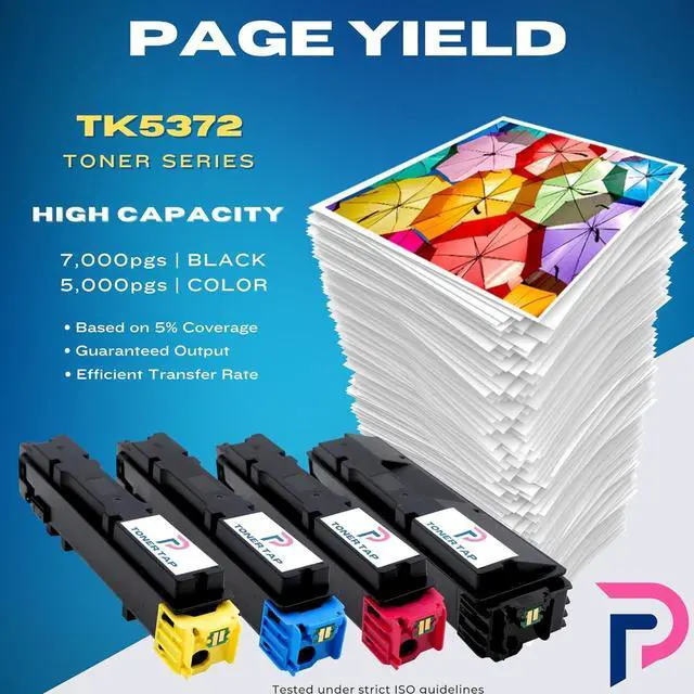 Alt view image 4 of 5 - Ennovor Toner Tap TK-5372K TK-5372C TK-5372M TK-5372Y Toner Cartridges 4-Pack (Black Cyan Magenta Yellow) for Kyocera ECOSYS PA3500cx MA3500cifx , High-Yield Replacement