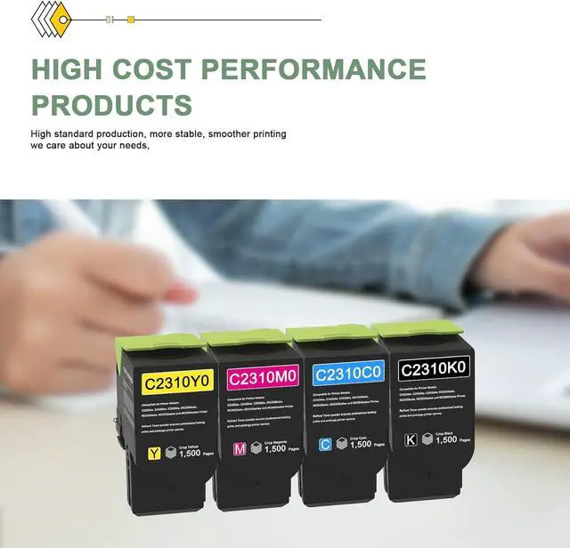 Alt view image 5 of 6 - Ennovor C2310K0 C2310C0 C2310M0 C2310Y0 Toner Cartridge Set (4Pack, BK/C/M/Y) - Replacement for Lexmark C2310 Toner Cartridge C2325dw, C2425dw, C2535dw, MC2325adw, MC2425adw Printer