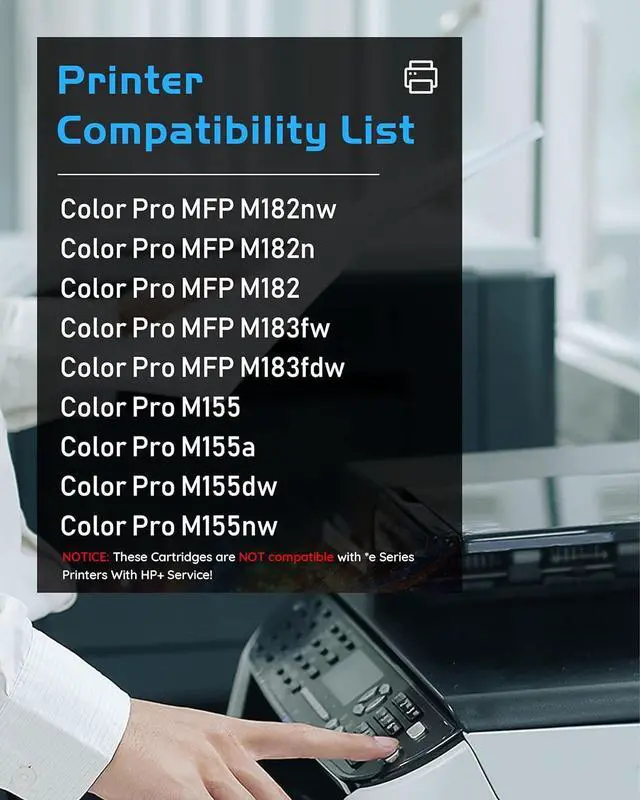 Alt view image 2 of 7 - Ennovor 215A Toner Cartridges (with Chip) Replacement for HP 215A Work with Color Pro MFP M182nw MFP M183fw M182 M183 M155 Printers-W2310A W2311A W2312A W2313A (Black Cyan Yellow Magenta)