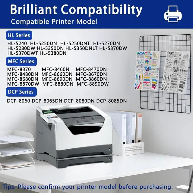 Alt view image 2 of 6 - Ennovor TN550 Compatible TN-550 Black Toner Cartridge Replacement for Brother TN-550 HL-5240 HL-5250DN MFC-8370 MFC-8460N DCP-8060Toner (2 Pack)