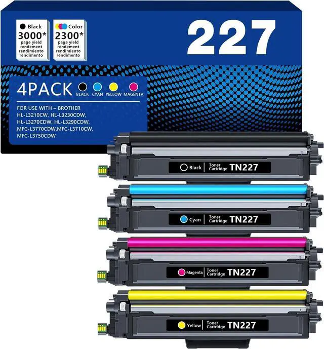 Main image of Ennovor YesInk TN227 4 High Yield Color Toner Set (BK/C/M/Y) TN227BK TN227C TN227M TN227Y MFC-L3770CDW HL-L3290CDW Toner Cartridges