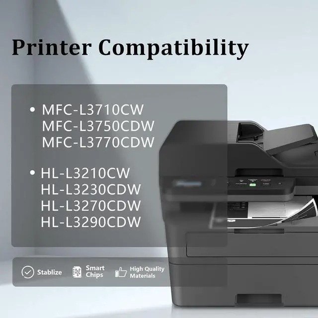 Alt view image 2 of 7 - Ennovor YesInk TN227 4 High Yield Color Toner Set (BK/C/M/Y) TN227BK TN227C TN227M TN227Y MFC-L3770CDW HL-L3290CDW Toner Cartridges