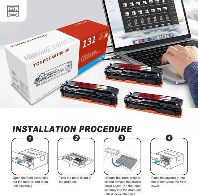 Alt view image 5 of 6 - 3-Pack C/M/Y CRG131 6271B001 6270B001 6269B001 High Yield Toner Cartridge Remanufactured Compatible for Canon CRG131 Color ImageClass MF8280Cw MF620C MF626Cn LBP7110Cw LBP5050 MF8080Cw Printer