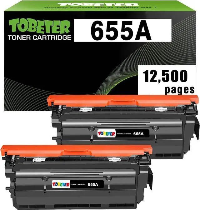 Main image of ToBeter 2-Pack High Yield 655A CF450A Black Toner (12,500 Pages) Compatible with HP Color Enterprise M652 M653 M681 M682 Series Printers, M652dn, M653dn, M681dh, M682z Tonerfor HP 655A CF450A Toner