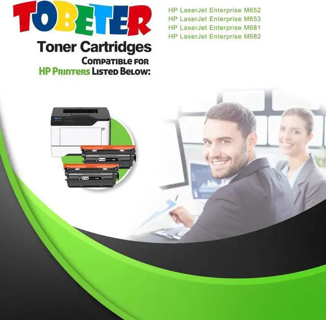 Alt view image 2 of 7 - ToBeter 2-Pack High Yield 655A CF450A Black Toner (12,500 Pages) Compatible with HP Color Enterprise M652 M653 M681 M682 Series Printers, M652dn, M653dn, M681dh, M682z Tonerfor HP 655A CF450A Toner