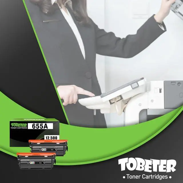 Alt view image 7 of 7 - ToBeter 2-Pack High Yield 655A CF450A Black Toner (12,500 Pages) Compatible with HP Color Enterprise M652 M653 M681 M682 Series Printers, M652dn, M653dn, M681dh, M682z Tonerfor HP 655A CF450A Toner