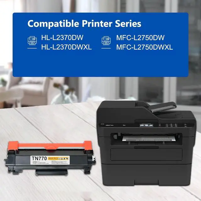 Alt view image 2 of 7 - Ennovor TN770 TN-770 High Yield Toner Compatible Replacement for Brother TN 770 Black Toner Cartridge for HL-L2370DW HL-L2370DWXL MFC-L2750DW MFC-L2750DWXL Printer (5000 Pages,2-Pack)