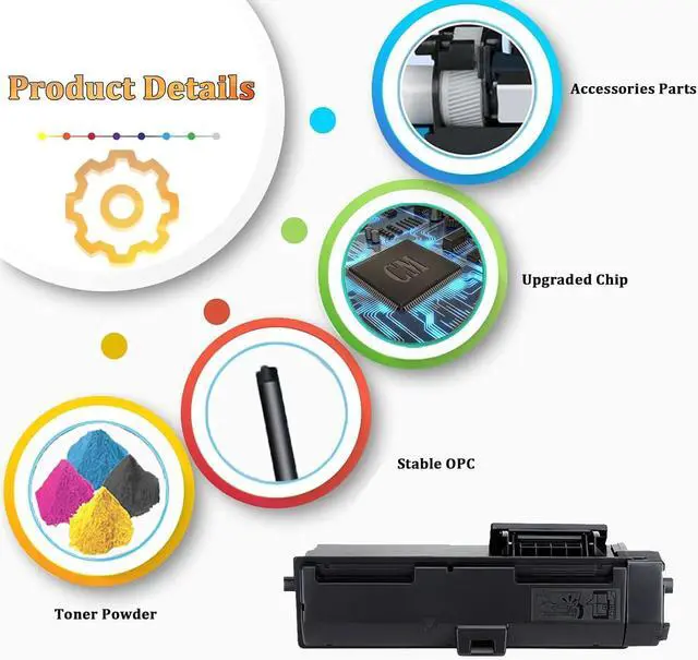 Alt view image 4 of 7 - Ennovor TK1175 Toner Cartridge Compatible for Kyocera TK1175 TK-1175 TK-1175K Toner Cartridges Work for Kyocera Ecosys M2040dn M2540dn M2640idw Printers 1 Black Pack