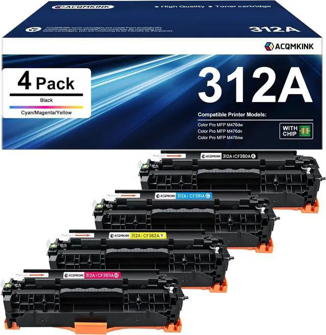 Main image of Ennovor 312A Toner Cartridge 4 Pack Replacement for HP 312A CF380A CF381A CF382A CF383A Color Pro MFP M476dw M476dn M476nw Printer Ink (Black/Cyan/Yellow/Magenta)