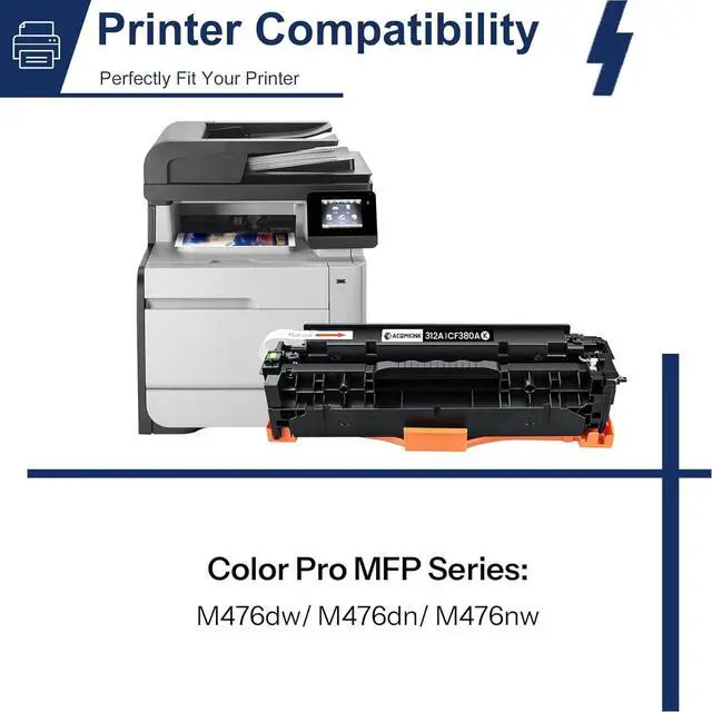 Alt view image 2 of 5 - Ennovor 312A Toner Cartridge 4 Pack Replacement for HP 312A CF380A CF381A CF382A CF383A Color Pro MFP M476dw M476dn M476nw Printer Ink (Black/Cyan/Yellow/Magenta)