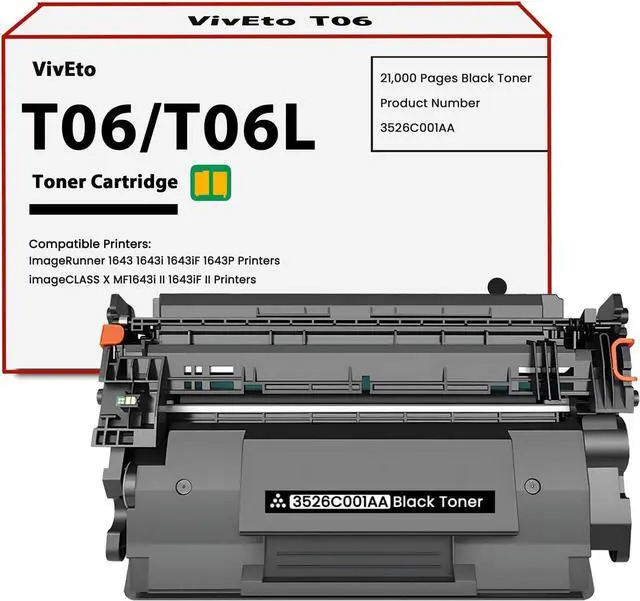 Main image of Ennovor T06 T06L Toner Cartridge with Chip Repalcement for Canon T06 Black Toner Cartridge 3526C001AA for imageRunner 1643 1643i 1643iF 1643P Printers Ink, 1 Pack T06 1643IF Toner