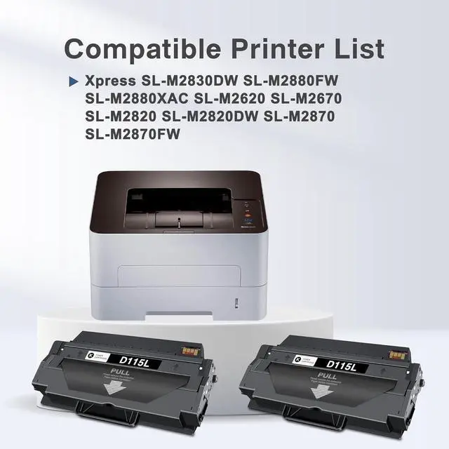 Alt view image 2 of 7 - MLT-D115L Black Toner Cartridge High Yield Replacement for Samsung MLTD115L D115L Toner Cartridge for Xpress SL-M2880 SL-M2620 SL-M2670 SL-M2870 SL-M2830DW SL-M2870FW SL-M2880FW Printer Ink, 2-Pack