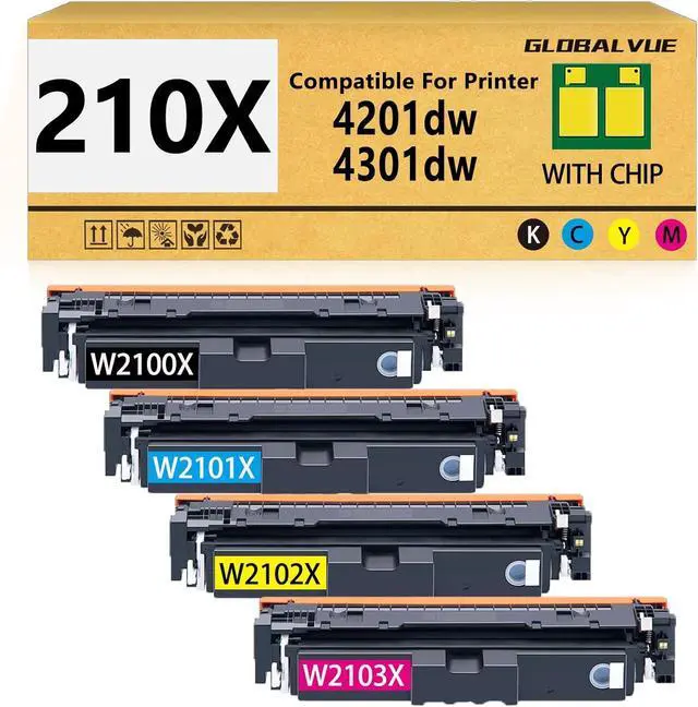 Main image of Ennovor 210X 210A Toner Cartridges 4 Pack (with Chip) Compatible with HP 210X 210A Toner Cartridges Work for HP Pro 4201dw/4201dn/MFP 4301dw/4301dn/4301fdw Series Printer
