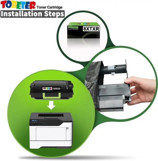 Alt view image 5 of 6 - ToBeter S5830 S5830dn Compatible Toner Cartridge (25,000 Pages) Replacement for 8XTXR Cartridge for Dell S5830dn S5830 Printers,1 Pack for S5830 S5830dn 8XTXR Extra High-Yield Toner Cartridge,Black