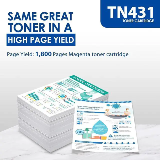 Alt view image 3 of 7 - Ennovor TN431Y TN431 Toner Cartridge, Compatible for Brother TN-431 Yellow Toner Cartridge HL-L8260CDW HL-L8360CDW MFC-L8610CDW MFC-L8900CDW HL-L9310CDW Printer , Yellow (1 Pack)