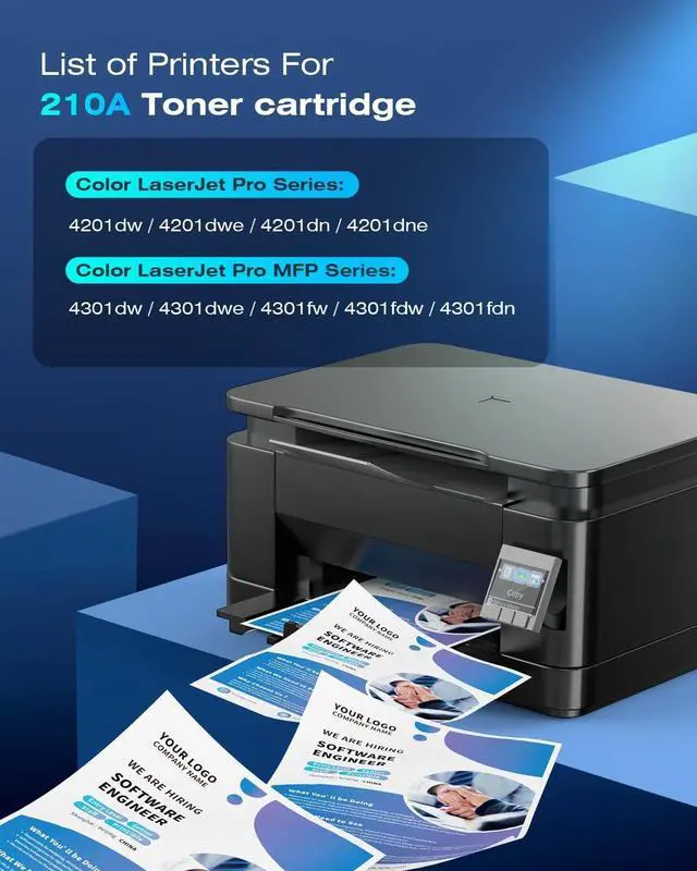 Alt view image 2 of 7 - Ennovor 210A Toner Cartridge (with chip) Replacement for HP W2100A 210A 210 A 210X 210X Work with HP Color Laser Pro MFP 4201dw 4201dwe 4201dn 4201dne 4301fdw 4301dw 4301dwe 4301fdw 4301fdn (4 Pack)