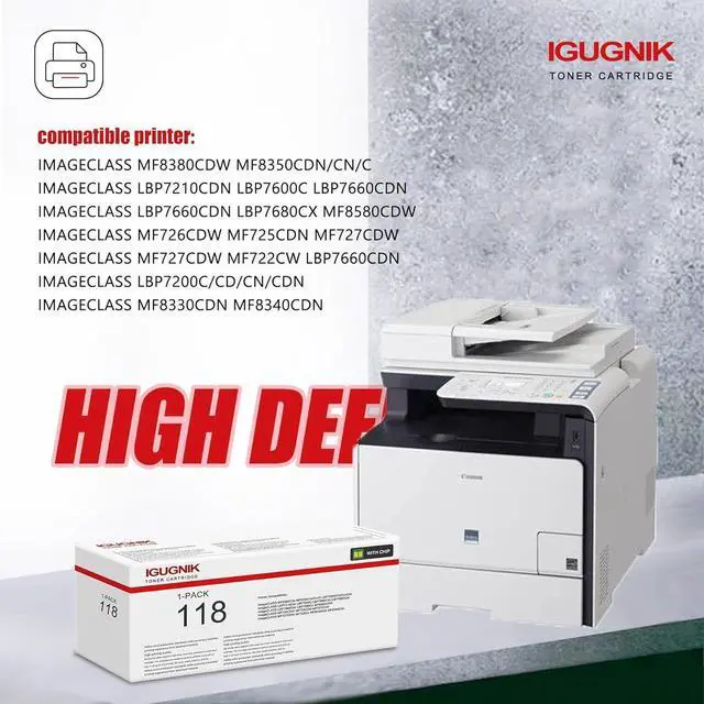 Alt view image 2 of 6 - Ennovor 1 Pack 118 Black Toner Cartridge Replacement for Canon 118 Work with imageCLASS MF8380Cdw MF8350Cdn/Cn/C LBP7200C/Cd/Cn/Cdn LBP7210Cdn ImageClass MF8580CDW MF726CDW MF725CDN MF727CDW | 118