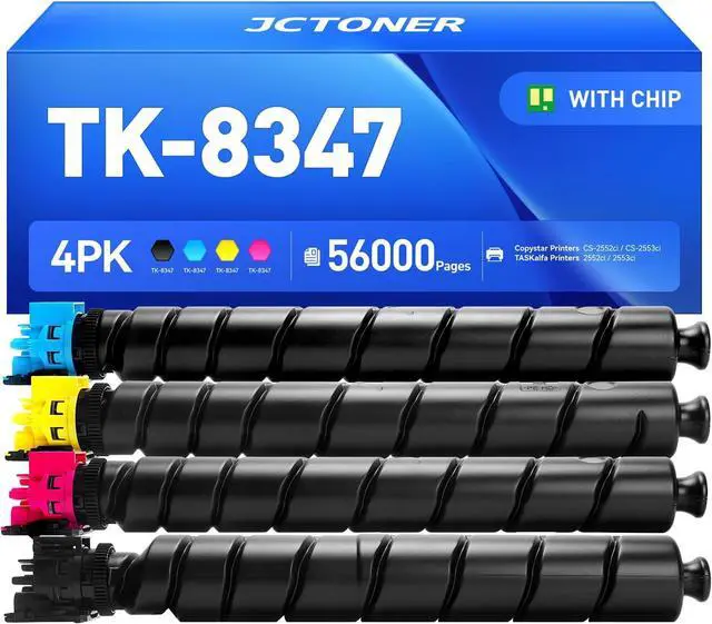 Main image of TK-8347 TK8347 Toner Cartridge Set 4-Pack High Yield Replacement for Kyocera TK-8347K TK-8347C TK-8347M TK-8347Y Compatible with TASKalfa 2552ci 2553ci Copystar CS-2552ci CS-2553ci Printer Ink
