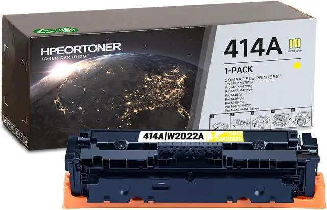 Main image of 414A | W2022A Yellow Toner Cartridge (with chip) : 1 Pack 414A Toner Cartridge (2,800 Pages) Replacement for HP 414A for Pro M479fnw M479fdnm M479fdw M454dn M454dw M454nw M478f-M479f M453-M454 Printer