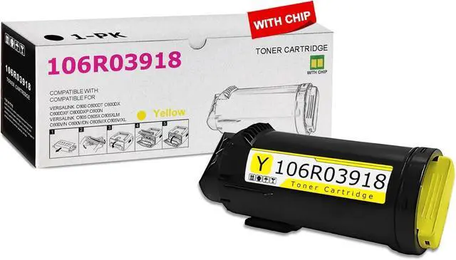 Main image of 1 Pack Pack C600 C605 106R03918 Yellow Toner Cartridge 106R03918 with chip Extra High Yield 17,500 Pages Compatible Xerox VersaLink C600 C600DT C600DX C600DXF C600DXP C600N C605 C605X C605XLM Printer